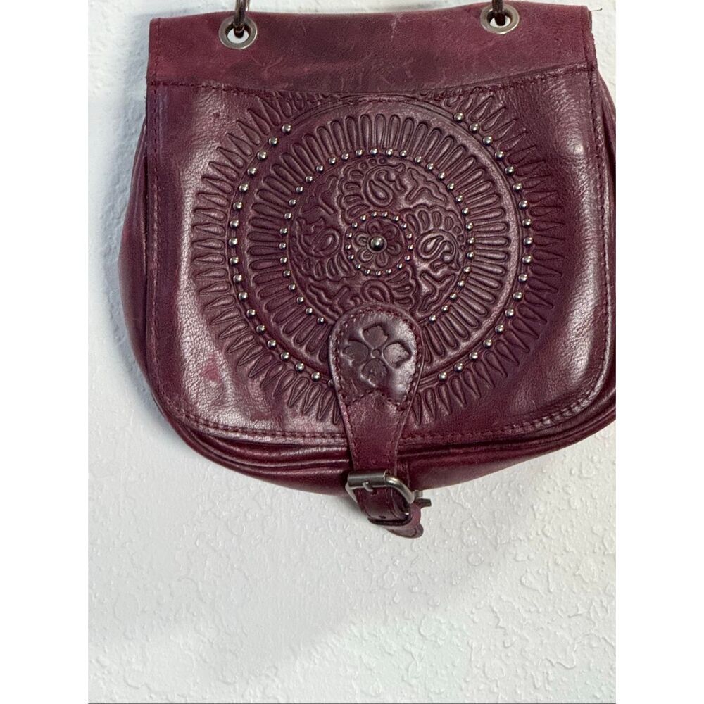 Patricia Nash Camila Hobo Bag Plum Studded Leather Crossbody purse 9x8